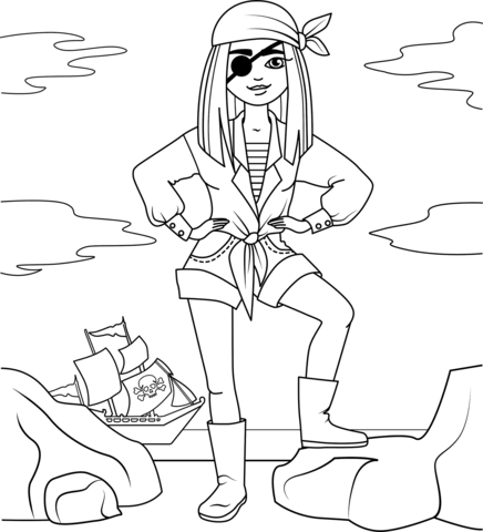 Pirate Girl Coloring Page